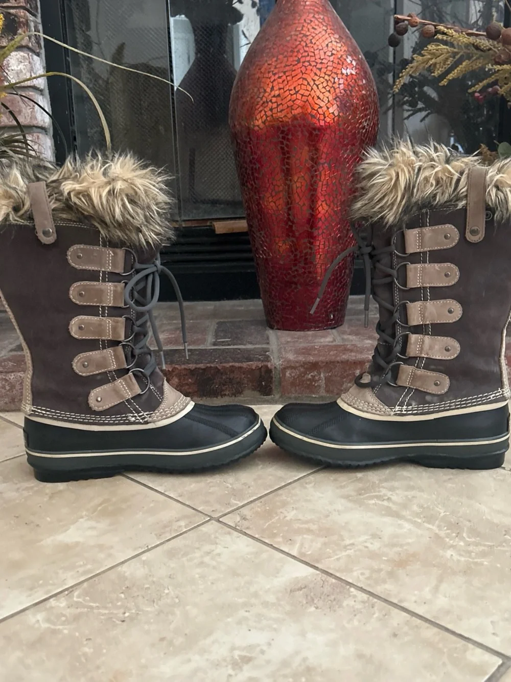 Sorel Joan Of Arctic Women's Brown Winter Snow Boots Fur Lined Waterproof Sz8